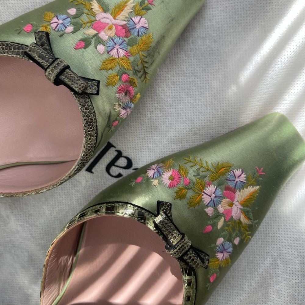 Prada Satin Embroidered Mules